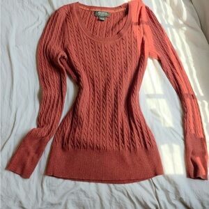 Eddie Bauer Pink Crew Neck Cable Knit Sweater